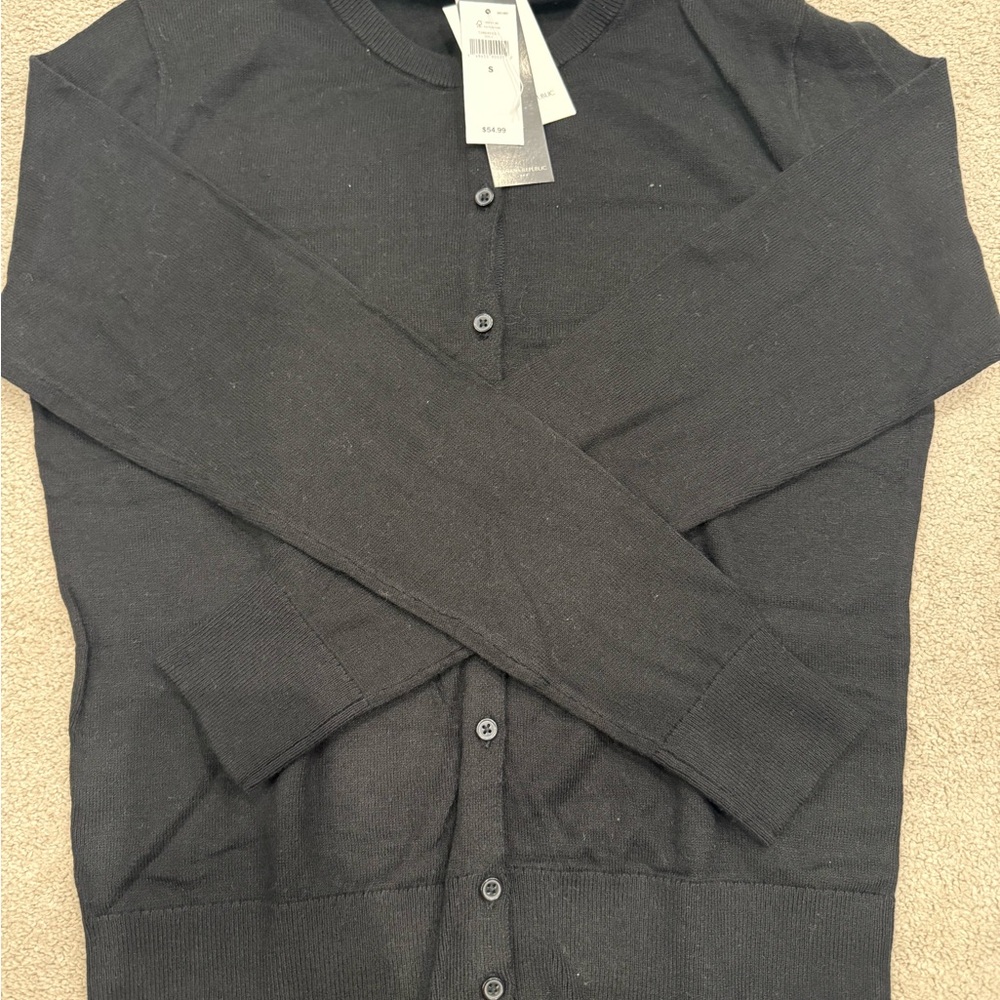 NWT Banana Republic Black Cardigan Sweater V-Neck Knit